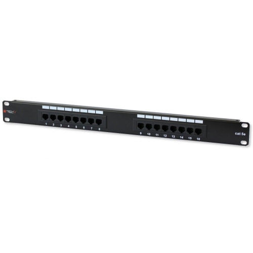 Patch Panel 1u Utp 16x Rj45 Cat5e Czarny